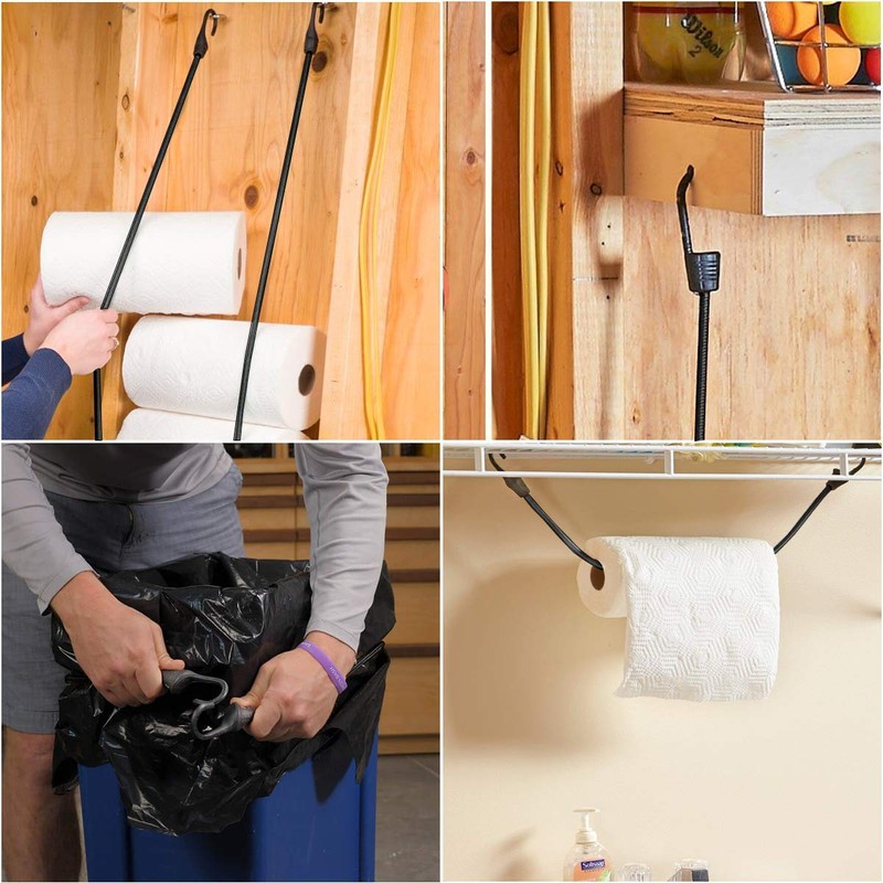 ZHOUBIN 24 Inch Black Bungee Cords with Hooks Heavy Duty,