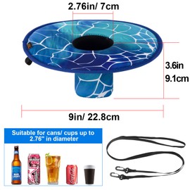 Desing Wish Drink Floats for Swimming Pool Neoprene Drink Floaties Pool Drink Floats for Standard Cans/Cups/Bottles, Thickened Floating Drink Holder for Pool - 2 Pack (Blue Moire)