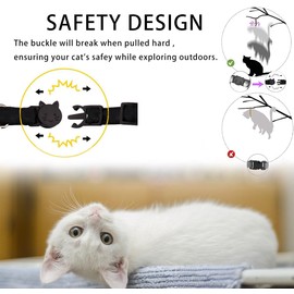 Bencacawinstyle - Collar de Gato GPS con Soporte para Airtag, Collar de Seguridad con Hebilla de Separación Segura, Material de Nailón y Algodón, Negro, para Gatos y Gatitos