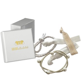 HAARallerliebst Hair Scrunchies Bracelets (Pack of 5) with Box for Storage (White - White)