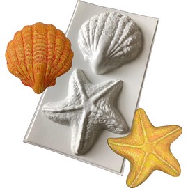 dennycraftmoulds Shell Starfish Concrete Moulds Plaster Casting Molds, white