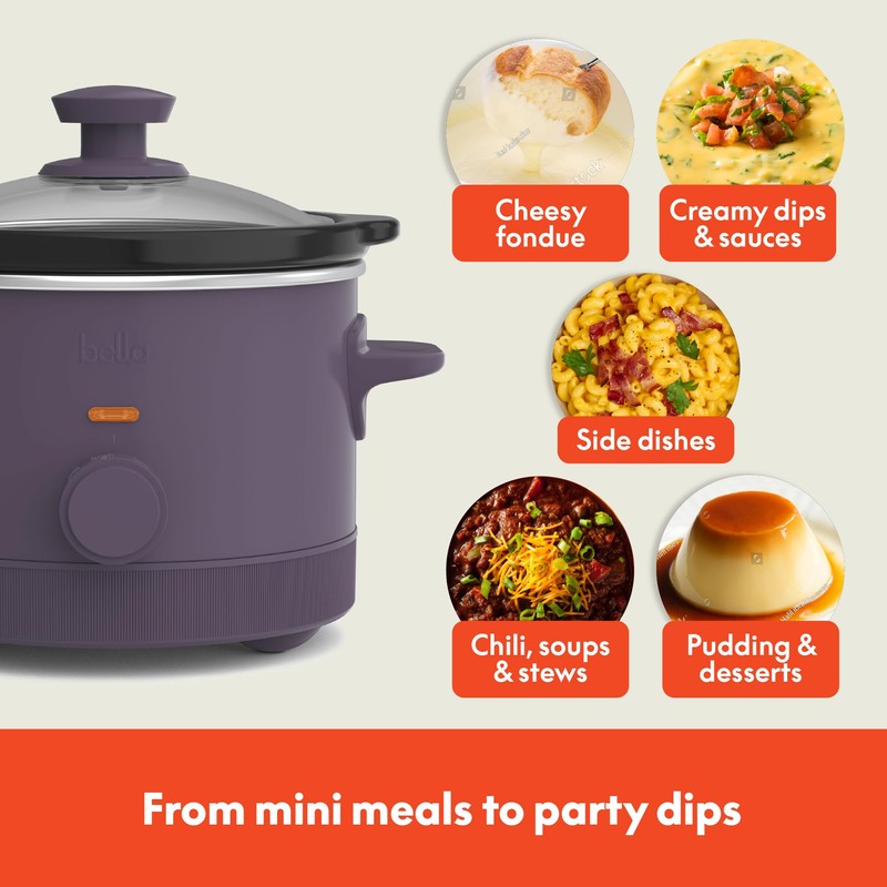 bella 1.5 Qt Slow Cooker with 3 Heat Manual Control,