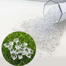 Cayway Plastic Ice Cube Decoration, 7 mm Fake Ice Cubes for Dollhouse Cups Sprinkling Decorations, Clear Plastic Ice Cubes for Dollhouse Food Accessories for Kitchen