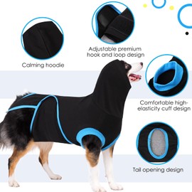 SAWMONG Recovery Suit for Dogs After Surgery, Hooded Dog Surgery Suit Substitute E-Collar & Cone for Spay, Comfortable Cotton Dog Onesie for Surgery Female Male, Neuter, Skin Disease Pet (XS, Black)