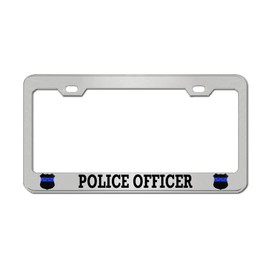 Police Officer Chrome License Plate Frame Tag Cover Aluminum Metal