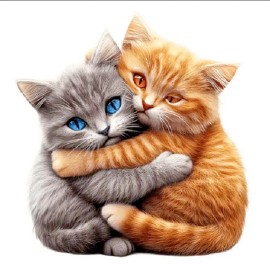 Fashion Jewelry One-Of-A-Kind 2 CATS HUG KITTENS Pendant on Plated 925 Silver 20" 22" Necklace