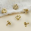 AHQKCRF Unique Solid Brass Flower Cabinet Knobs Bright Gold Floral