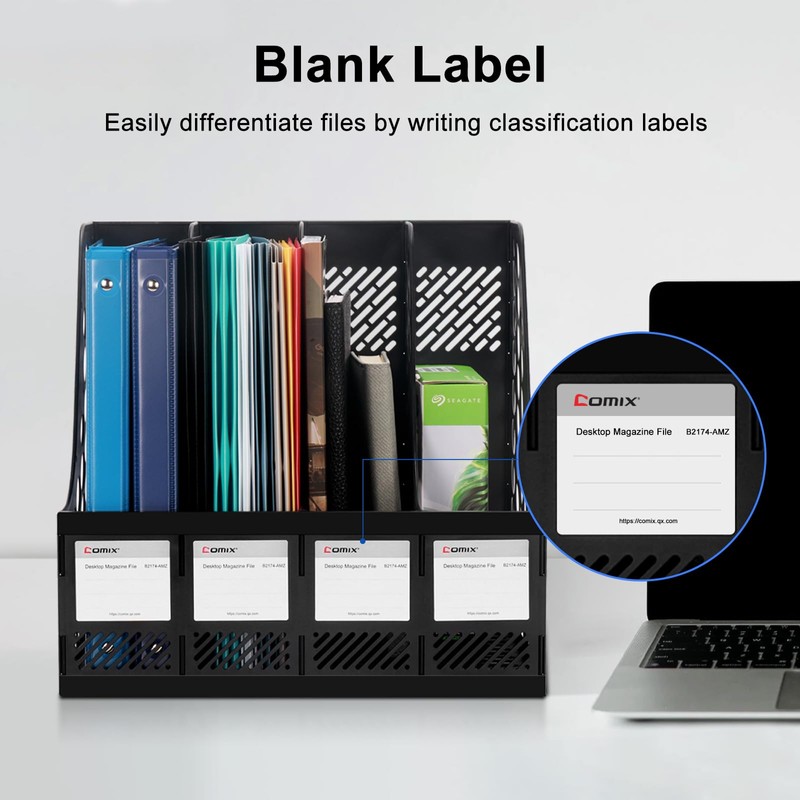 Comix Magazine File Holder Rack/Vertical Desktop File Organizer - Plastic