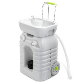 YITAMOTOR Rolling Portable Camping Sink, 45L Handwashing Station with Adjustable Basin, Soap Dispenser, Metal Handle & Large Wheels, Outdoor Washing Stand for Camping, Garden, Worksite, Travel