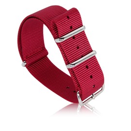 SUGARJAR 20mm Classic Military Nylon Watch Replacement Strap for Outdoor, Hiking & Sports, Breathable, Durable & Lightweight Band for Men & Women, Red
