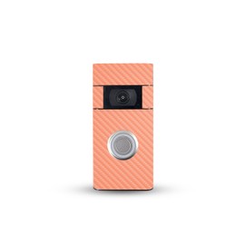 MightySkins Carbon Fiber Skin Compatible with Ring Video Doorbell (2nd Generation) - Solid Peach | Protective, Durable Textured Carbon Fiber Finish | Easy to Apply
