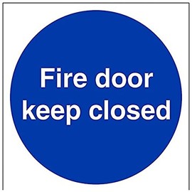 V Safety Fire Door Keep Closed Sign - 200mm x 200mm - 1mm Rigid Plastic