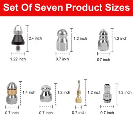 ISHEIMYHO Sewer Jetter Nozzle Kits 11PCS/Set with Mini Box, Pressure Washer Hose Nozzle,Pressure Drain Jetter Hose Nozzle,Stainless Steel Sewer Jetting Nozzle with 1/4'' Quick Connect, 5000 PSI