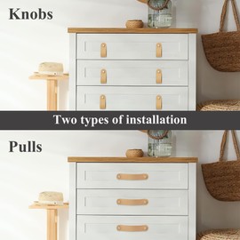 Lvkjafaz 4Pcs Leather Drawer Pulls,Handles Single Hole Dresser Knobs Cabinet Door Handle, Leather Pulls for Dresser, Closet, Kitchen Cupboard(4-Light Brown)