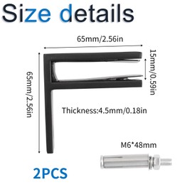 INCREWAY Railing Wall to Glass Clamp, 2PCS 90 Degrees Glass Clips Aluminum Alloy Glass Shelf Support Bracket, Glass Holder Connector for 10-12mm Thick Glass, Black