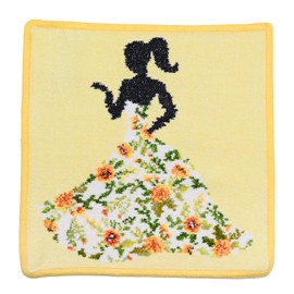 Fayler Handkerchief Hand Towel, Ladies, Miss Flower, Yellow, 9.8 x 9.8 inches (25 x 25 cm)