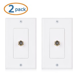 Cable Matters 2-Pack 1-Port TV Cable Wall Plate (Coax Wall Plate) in White