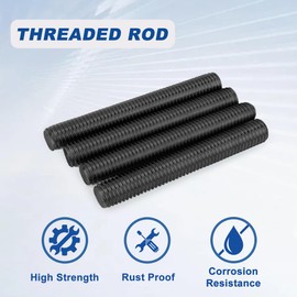 Drenky Pack of 5 Threaded Screws Black M10 x 50 mm Stainless Steel A2 V2A Threaded Rods DIN976 High-Strength Threaded Rods Metric Full Thread for Industrial Screw Connections