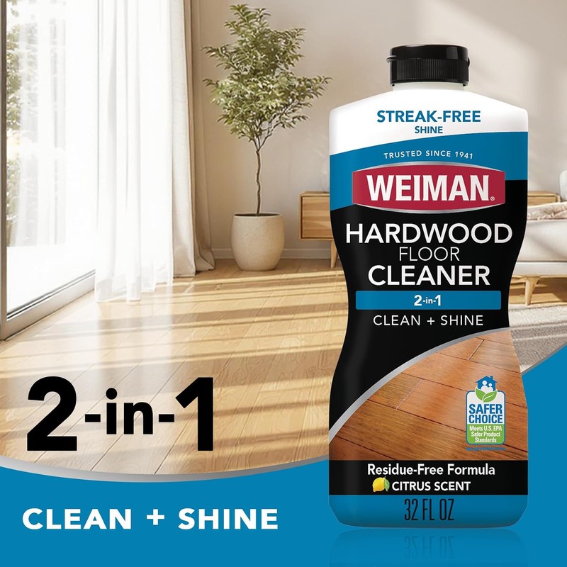 Weiman Hardwood Floor Cleaner for Finished Hardwood, Engineered Flooring, Vinyl