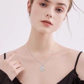 JFASHOP Urn Necklaces for Ashes 925 Sterling Silver Star and Moon Chain Urn Pendant Necklace Cremation Ash Jewellery for Ashes Keepsake, Sterling Silver