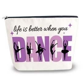 Dance Makeup Bag Ballerina Gifts For Teachers Ballet Dancer Accessories Recital Gift Cosmetic Pouch Ballerina Present Dances Lover Essentials Inspirational For Women Life Is Better When You Dance
