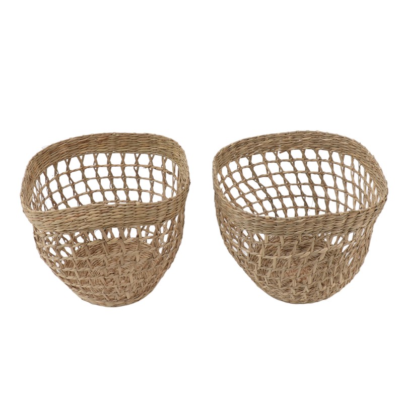 2PCS Woven Basket Handwoven Sea Grass Storage Basket for Flower