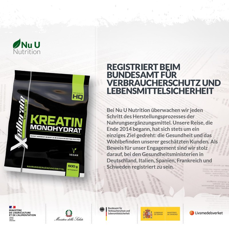 Xellerate Creatin Monohydrat Pulver 500g - 166 Anwendungen - Kreatin