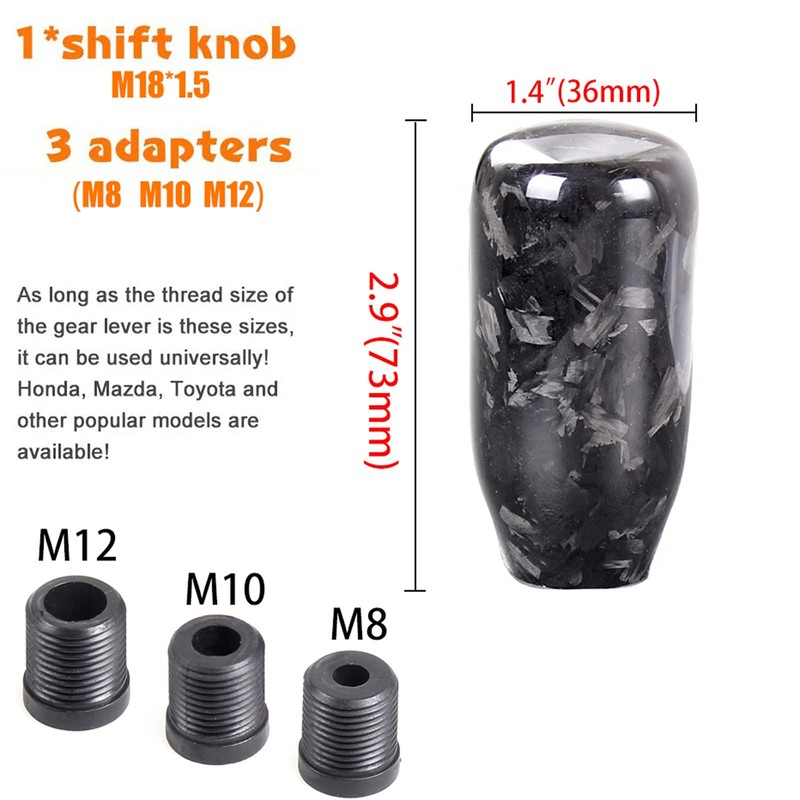 muge racing Gear Shift Knob,Universal Carbon Fiber Forged Pattern Car