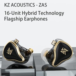 KZA COUSTICS KZ ZAS Earphones 16 Unit Hybrid Technology Drive Wired Headphones In-Ear Monitor Headset HiFi In-Ear Headphones High Sound Quality with Silver Plated Cable