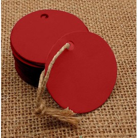 100 Pcs Round Blank Cardstock Hang Tag Wedding Party Favor Gift Tags with Free Natural Jute Twine - Colors Available