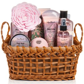 Aqua Elegante- Cestas de spa para mujeres Juego de baño de lujo con aceite de rosa y orquídea El kit de spa incluye lavado, baño de burbujas