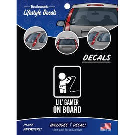 Lil' Gamer on Board Car Decal - 5" Gaming Baby on Board Sticker for Cars White Video Game Baby on Board Sign