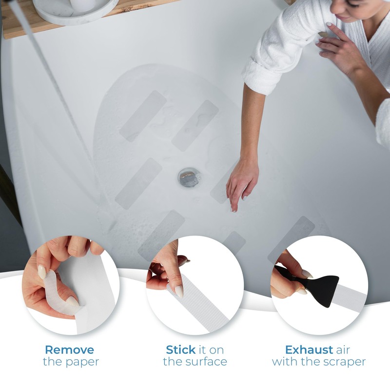 Anti Slip Shower Stickers 24 PCS, Invisible Non-Slip Shower Strips