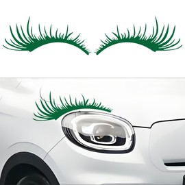 Ongfuwu 2 PCS Car Headlight Eyelashes Stickers, Auto Bumper Window Eyelashes Stickers, Fashion Fake Eyelash Stickers for Car Body, Vehicle Exterior Decoration Accessories for Car SUV Truck (Green)