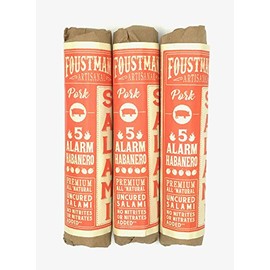 Foustman's Artisanal Salami, Nitrate-Free, Naturally Cured, (Pack of 3) (5 Alarm Habanero)