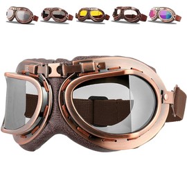 DREAMIZER Motorcycle Googles,Vintage Pilot Style Motorcycle Riding Goggles,UV Protection Motorcycle Goggles Over Glasses