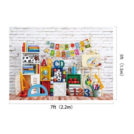 Kate 7x5ft Back to School Backdrops for Photography Baby Love Study Background Books Stationery Football Backgrounds White Brick Wall House Wallpaper Decoration Backdrop