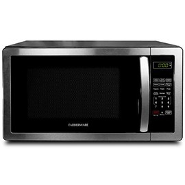 Farberware Countertop Microwave 1.1 Cu. Ft. 1000-Watt Compact Microwave Oven with LED lighting, Child lock, and Easy Clean Interior, Stainless Steel Interior & Exterior
