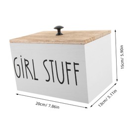 Outanaya Wooden Cotton Ball Storage Box with Lid Elegant Bathroom Organizer for Feminine Products Sustainable Design Efficient Storage for Pads and