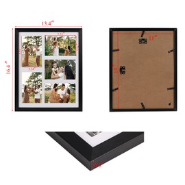 PHAREGE 5 Openings 4x6 Picture Frame Collage Black 4 Pack, 11x14 Poster Frame set of 4, Display Family Wedding Photos Horizontal or Vertical on The Wall