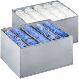 MORELX Kleiderschrank Organizer, 2 Stück Größer Jeans Schrank Organizer, Faltbare PP-Hartplatte Organizer Aufbewahrungsbox, Waschbarer Ordnungssystem Kleiderschrank für Hosen Pullover