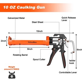 ValueMax Caulk Gun 9Inch Silicone Sealant Caulk Gun for Caulking/Filli