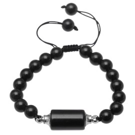 Amogeeli Obsidian Stone Diffuser Bracelet with 8mm Beads Healing Crystal Cylindrical Essential Oil Bottle Bracelet for Women