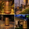 Solar Lantern Outdoor Hanging Lights, Moroccan Metal Hollow-Out Solar Lantern
