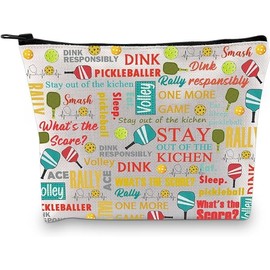 PXTIDY Pickleball Gift Pickleball Characters Makeup Bag Pickleball Player Makeup Bag for Pickleball Lovers Paddleball Gift, beige, Cosmetic bag