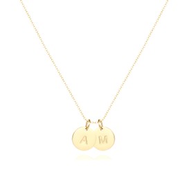 QXTX Initial Necklaces for Women,18K Gold Plated Dainty Letter Necklace for Women(A,M)