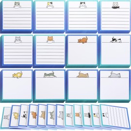 12 Pack Cat Sticky Notes Small to Do List Notepad Funny Cute Note Pads Kitty Sticky Notes Cat Theme Self Stick Note Pads Memo Pads for Office School Supplies, 600 Sheets in Total (Gradient)