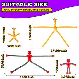 Robot Sensory Travel Toys 8Pcs for Toddlers Kid Boy Year Old Ages 3 4 5 6 7 8 9, Airplane Activities Suction Autism Pop Tube Fidget Toys Autistic Stocking Easter Basket Stuffer Valentine Gift for Kids