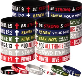 DaikeAion 60pcs Bulk Christian Silicone Wristbands with Inspirational Bible Verse – Scripture Wristbands Church Gifts, Sunday School Prizes, Party Favors