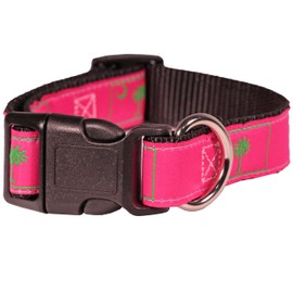South Carolina Palmetto State Flag Dog Collar (Large 22"-30", Pink)